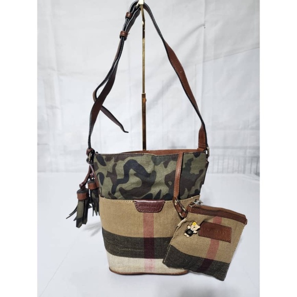 Authentic BURBERRY Canvas Mega Check Camouflage Mini Susanna Hobo Russet  Bag - Picture 6 of 14